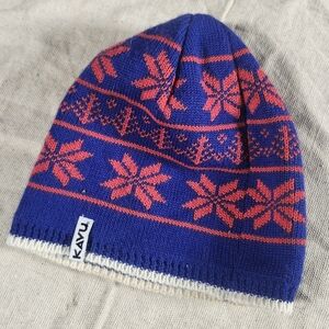 Kavu Kids' Vibrant Blue and Red Snowflake Beanie